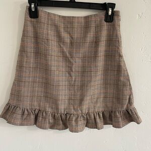 NWOT- Cupcake & Cashmere Plaid Ruffle Hem Skirt - Brown sz.2